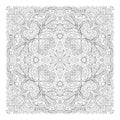 Coloring book square page for adults - floral authentic carpet design, joy to older children and adult colorists, who