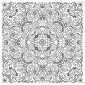 Coloring book square page for adults - floral authentic carpet design, joy to older children and adult colorists, who