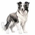 Coloring Book Style: Draw A Border Collie With Bobbed Tail And Distinct Markings Royalty Free Stock Photo