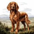 Coloring Book Style: Irish Setter With Bobbed Tail And Distinct Markings Royalty Free Stock Photo