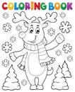 Coloring book stylized Christmas deer