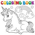 Coloring book stylized unicorn theme 1 Royalty Free Stock Photo