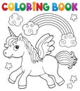 Coloring book stylized unicorn theme 2 Royalty Free Stock Photo