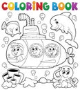 Coloring book submarine theme 1 Royalty Free Stock Photo