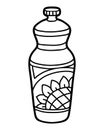 Coloring book, Sunflower oil in plastic bottle Royalty Free Stock Photo