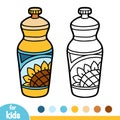 Coloring book, Sunflower oil in plastic bottle Royalty Free Stock Photo