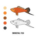 Coloring book, Swordtail fish
