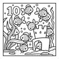 Coloring book, Ten fish