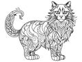 Coloring book on the theme animal pet, cat full length. Vector generative ai, black lines, white Royalty Free Stock Photo