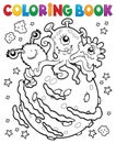 Coloring book three aliens on planet