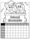 Coloring book timetable topic 2