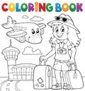 Coloring book tourist woman theme 2