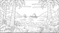 Coloring Book Tropical Landscape