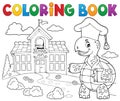 Coloring book turtle teacher theme 2 Royalty Free Stock Photo