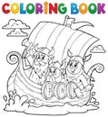 Coloring book with Viking ship