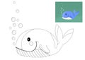 Coloring book with whale.