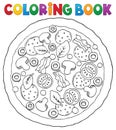 Coloring book whole pizza theme 1