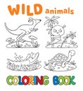 Coloring book with wild animals
