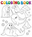 Coloring book winter animals topic 1 Royalty Free Stock Photo