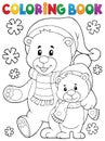 Coloring book winter bears theme 1 Royalty Free Stock Photo