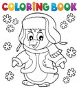 Coloring book winter penguin topic 1 Royalty Free Stock Photo