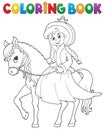 Coloring book winter princess on horse