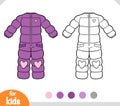 Coloring book, Winter ski jumpsuit for girls