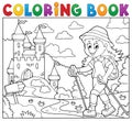 Coloring book woman hiker theme 2