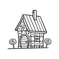 Coloring book of cartoon gingerbread house from fairy tales. Royalty Free Stock Photo