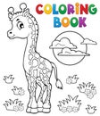 Coloring book young giraffe theme 2 Royalty Free Stock Photo