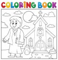 Coloring book young priest topic 3