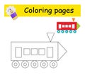 Coloring books. Illustration for kids education. Cartoon locomotive