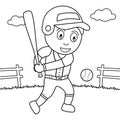 Coloring Boy Playing Baseball in the Park