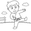Coloring Boy Playing Karate in the Park Royalty Free Stock Photo