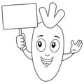 Coloring Cartoon Carrot with a Blank Banner