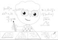 Coloring cartoon genius boy Royalty Free Stock Photo
