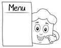 Coloring Chef Hat Character & Blank Menu