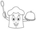 Coloring Chef Hat Holding Spoon & Tray