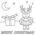 Coloring Christmas Card with Reindeer Royalty Free Stock Photo