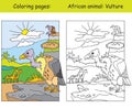 Coloring and color for children education vulture