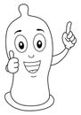 Coloring Condom Thumbs Up Character