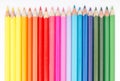 Coloring Crayons Arranged In Rainbow Line Royalty Free Stock Photo