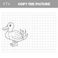 Coloring The Cute Cartoon Duck. Educational Game for Kids. Vector illustration Royalty Free Stock Photo