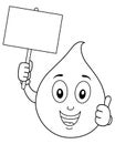 Coloring Cute Drop Character Holding Sign Royalty Free Stock Photo