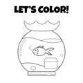 coloring cute fish character illustration