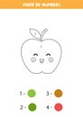 Coloring cute kawaii apple by numbers. Game for kids.