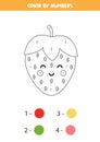 Coloring cute kawaii strawberry by numbers. Game for kids.