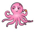Coloring cute octopus. cartoon