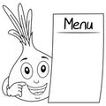 Coloring Cute Onion with Blank Menu