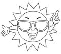 Coloring Cute Summer Sun with Sunglasses